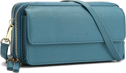 Vista 37 de Lanyani Cartera Cruzada RFID con Correa de Muñeca y Bolsillo para Teléfono para Mujeres de Cuero Vegano