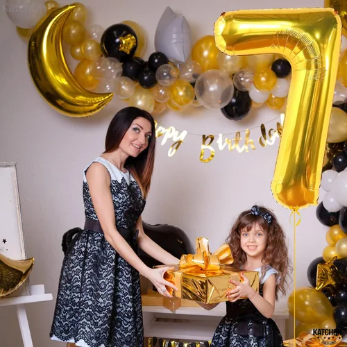 Vista 1081 de KatchOn Globo negro del número 1 de 40 pulgadas, globo de feliz cumpleaños Large Mylar Number One Balloon for 1st Birthday Decorations, Foil