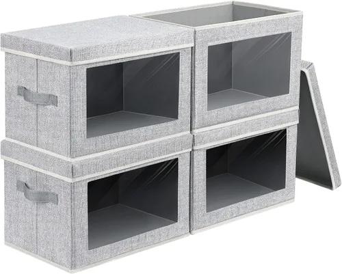 Vista 15 de Homsorout Contenedores de almacenamiento con tapas, organizadores pequeños de tela con ventana, contenedores de almacenamiento plegables para ropa
