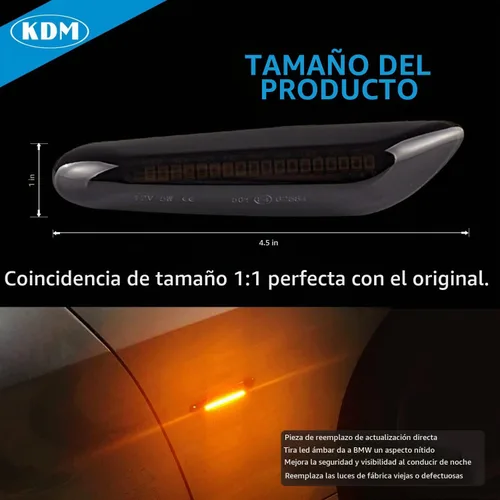 Vista 6 de KDM Luces LED de marcador lateral para guardabarros para BMW E90 E91 E92 E93 E46 E60 E61 E81 E82 E87 E88 E83 X3 E84 X1 325i 328i 335i 330i, señal