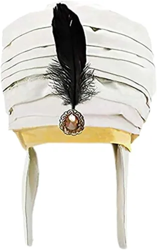 Vista 5 de Disfraz de harén de príncipe árabe, turbante egipcio, disfraz de cosplay, sombrero de plumas, trajes, pantalones, fiesta de Halloween