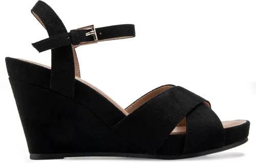 Vista 6 de Aerosoles Sandalia de cuña pastel para mujer, Raya azul oscuro