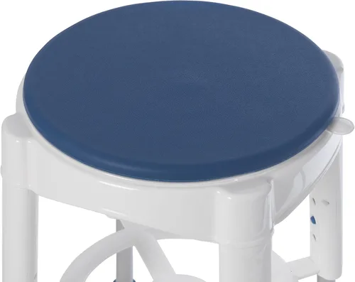 Vista 2 de Drive Medical Taburete de baño con asiento giratorio acolchado, blanco con asiento azul