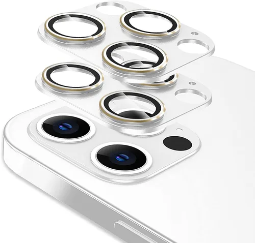 Vista 12 de Protector de lente de cámara compatible con iPhone 13 Pro / 13 Pro Max, protector de lente de cámara de vidrio templado de metal Plus, compatible