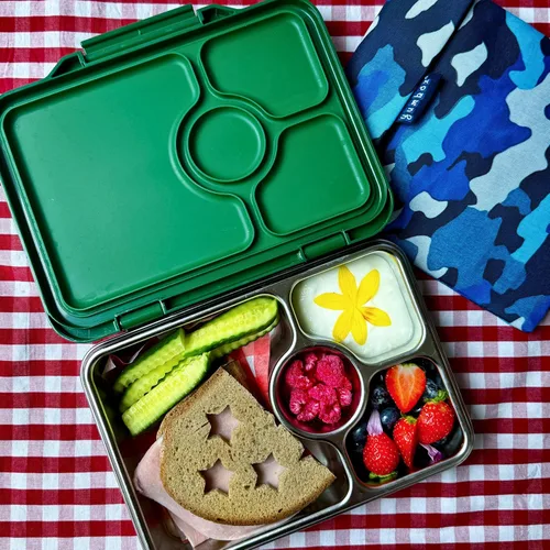 Vista 8 de Yumbox Prêt Bento Box de acero inoxidable con contenedor de almuerzo a prueba de fugas, bandeja apta para sándwich, lonchera para niños, adultos