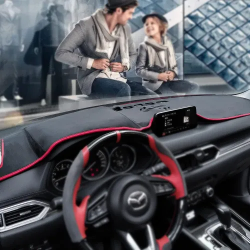 Vista 2 de Beerte Cubierta negra para salpicadero de automóvil para Mazda CX-5 2026 2025-2017 de franela para consola central, protector solar (sin HUD)