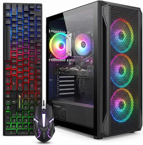 Vista 8 de STGAubron Computadora de Escritorio Gaming PC, AMD Ryzen 5 5600GT hasta 4.6G, Radeon RX 6500 4G, 16G DDR4, 1T SSD, WiFi 6 y BT 5.2, Ventilador RGB