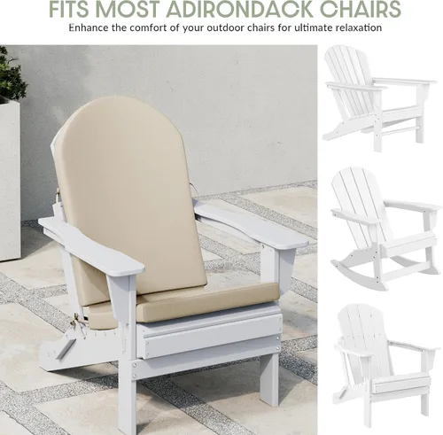 Vista 6 de WestinTrends Adirondack - Cojín para silla mecedora, resistente a la intemperie, con respaldo alto, color beige
