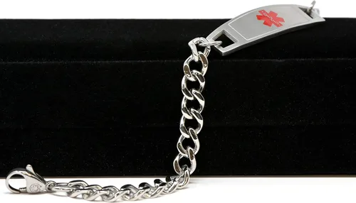 Vista 6 de Pulsera de identificación médica de alergia al maní pregrabada y personalizable - Tamaño de muñeca 5 pulgadas +