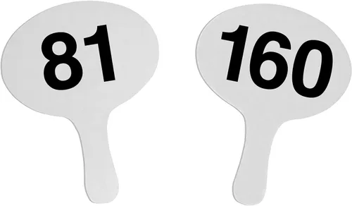 Vista 5 de 1-40, 0.079 in Cartonplast, Better Bidders Oval Shape Auction Paddle Set, 1-Piece White Plastic Fans (1-40) Q=40, (línea "BasicPRO")