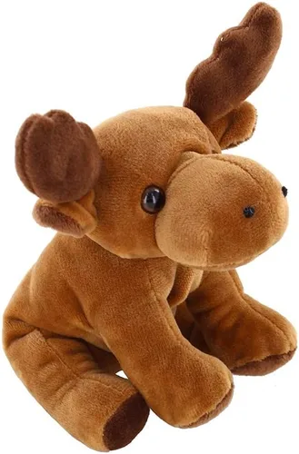 Vista 2 de Plushland Beanie Moose Sitting - Juguetes de peluche de 7 pulgadas, súper suave, para vacaciones de invierno (gorro de alce gorro)