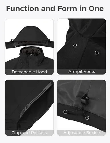 Vista 6 de Wantdo - Chamarra impermeable de esquí 3 en 1 para hombre, abrigo acolchonado para nieve