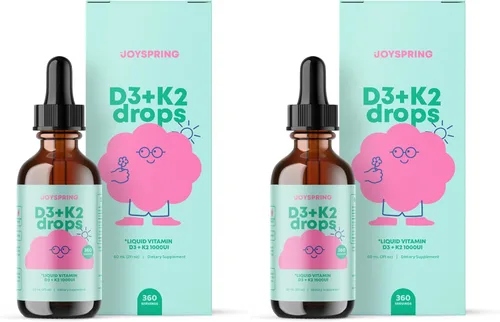 Vista 10 de JoySpring Vitamina D3 Kids Drops con K2 – Suplemento líquido para absorción de calcio y salud articular – 360 porciones (2 fl oz) – Vitamina D