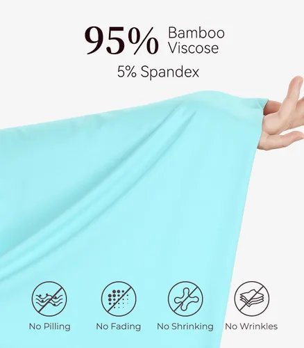 Vista 5 de NACHILA Women's Pajamas Set-Viscose Made from Bamboo, Long Sleeve Sleepwear Top with Pants Comfy Pajama Soft 2 Piece Pjs B-aqua Green
