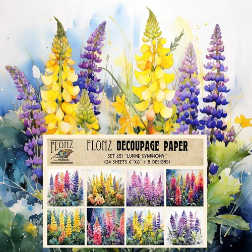 Vista 13 de Paquete de papel Decoupage (24 hojas de 6 x 6 pulgadas), flores índigo: delicados grabados florales azules y blancos inspirados en porcelana clásica