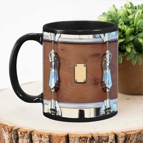 Vista 2 de ECKOI Divertida Taza Negra de Tambor Británico - Regalo de Músico para Bateristas, Taza de Café para Amigos, Colegas, Chicas, Amor, Mamá, Papá