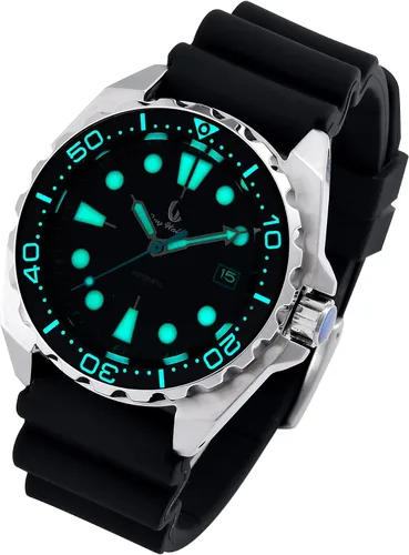 Vista 2 de Reloj automático de buceo de 984.3ft con caja de acero inoxidable luminosa Super BGW9, bisel de cerámica, cristal de zafiro