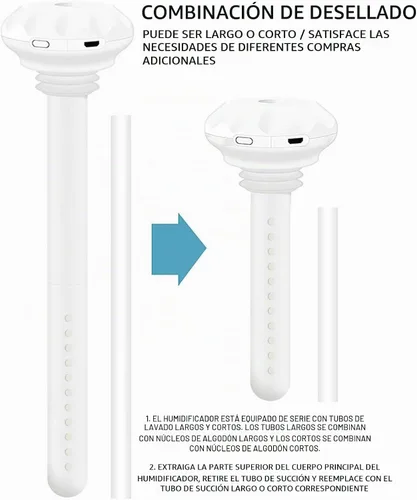 Vista 7 de Mini humidificador de botella de agua, ajustable USB Donut Mist Maker Stick Wick para viajes, dormitorio, planta de automóvil, botella personal