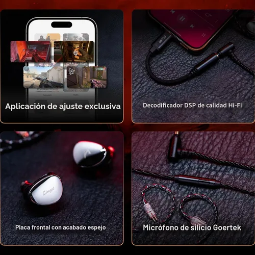 Vista 6 de Linsoul SIMGOT EG280 1DD+1 Planar HiFi IEM y auriculares con cable