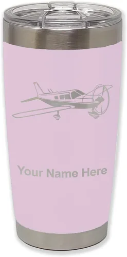 Vista 25 de LaserGram Vaso aislado al vacío de 20 onzas, avión de ala baja, grabado personalizado incluido (negro) Engraved Gift for Pilots, Vacuum Insulated