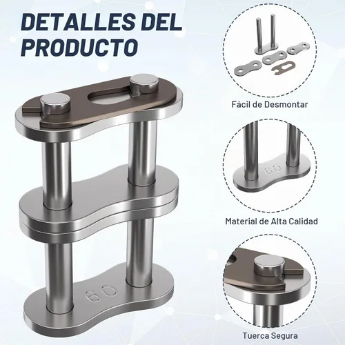 Vista 3 de 2pcs #60-2-CL Cadena de rodillos de doble hebra enlace