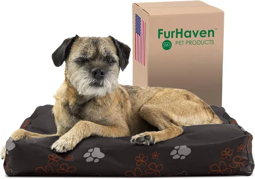 Vista 16 de Furhaven - Cama para perros y gatos, cojín de lujo, diseño rectangular tradicional, cama para mascotas con funda extraíble para perros y gatos