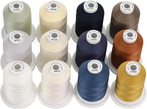 Vista 12 de New brothread - 18 opciones - Hilos de algodón 100% mercerizado multiusos 50S/3 600M (660Y) cada carrete para acolchado, serger, costura y bordado