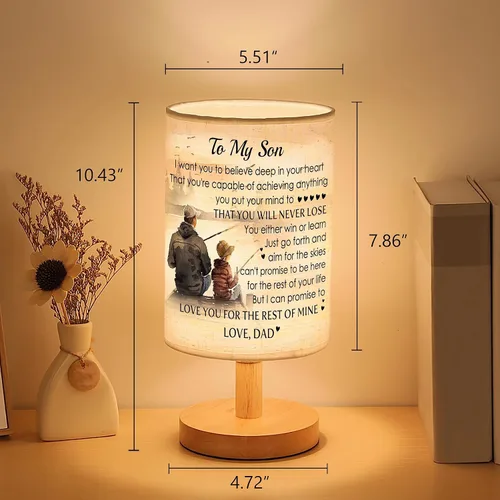 Vista 3 de Lámpara de mesa de pesca con texto en inglés "To My Son de papá", regalos de Navidad para hijo, regalo de cumpleaños, padre e hijo