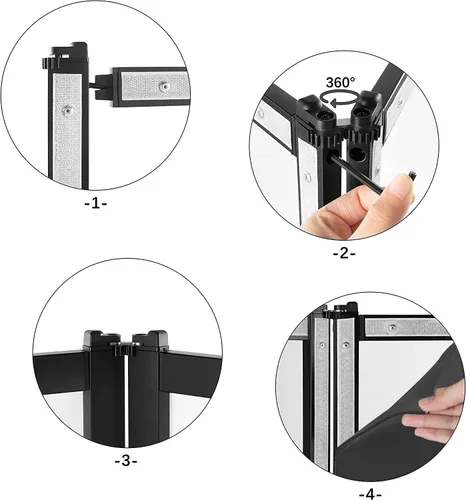 Vista 3 de PRORECK DJ Fachada Plegable Portátil Cabina de Eventos Paneles 4 Proyector de Marco de Metal Negro Desmontable Panel Scrim Panel con Bolsa