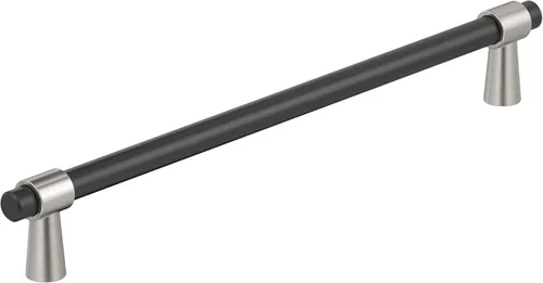 Vista 46 de Amerock BP37385FBG10 Mango de gabinete negro mate/níquel satinado Mango de gabinete de 3 pulgadas (76 mm) de centro a centro Mergence