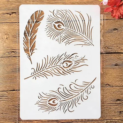 Vista 19 de TIAMECH Plantilla de alas reutilizables A4 para pintar, par de plantillas de capas de corazón de ala de ángel, arte de pared, muebles de madera