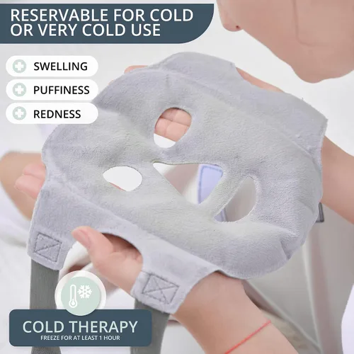 Vista 2 de MyHalos Máscara facial de hielo – Mascarilla de congelado para aliviar el dolor, migraña y cirugía de muelas del juicio. Nuestra máscara facial