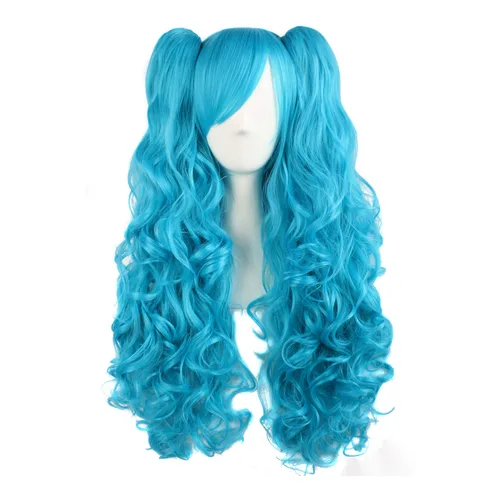 Vista 22 de Peluca MapofBeauty Lolita para disfraz, cabello largo, rizado, con coleta, Blanco