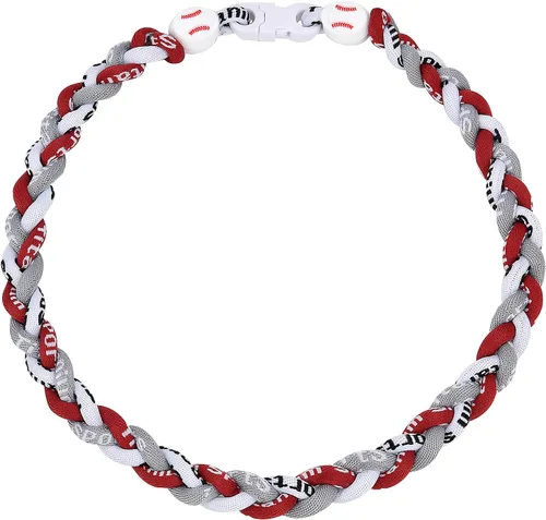 Vista 17 de Collar de béisbol de 18 pulgadas, regalos de goteo de béisbol, collares deportivos de tres trenzas, collares de titanio Tornado de cuerda deportiva