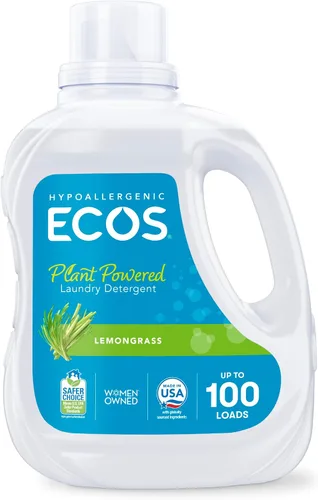 Vista 4 de Detergente líquido productos ECOS eco amigables para ropa Free & Clear, 100 onzas