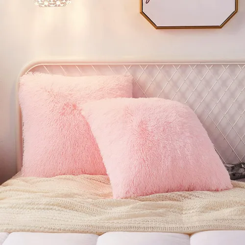 Vista 23 de Juego de 2 fundas de almohada estándar de piel sintética de terciopelo suave, fundas de almohada decorativas con cierre de cremallera