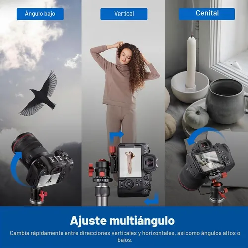 Vista 3 de NEEWER Cabezal de trípode, cabezal de bola panorámica giratoria de 360° con placa de zapata rápida de 1/4 pulgadas para trípode monopie deslizante
