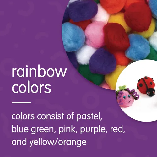 Vista 5 de Colorations Juego de 50 pompones de acrílico suave y súper esponjoso, de 2 pulgadas, bolsa resellable, para niños, artes y manualidades, suministros