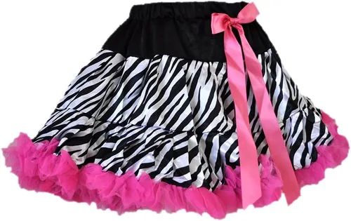Vista 2 de GoForDance Tutú con estampado de cebra, 2 capas con ribete de volantes rosa intenso, PT1660ZB