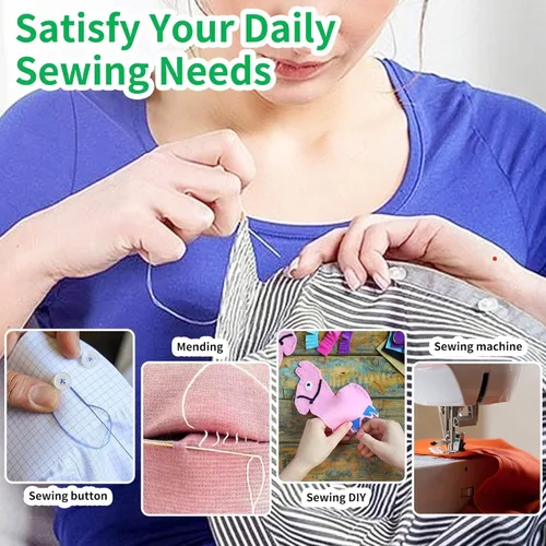 Vista 4 de Kit de costura para adultos, 183 piezas de aguja e hilo con suministros básicos de costura y accesorios para viajes pequeños arreglos, reparaciones