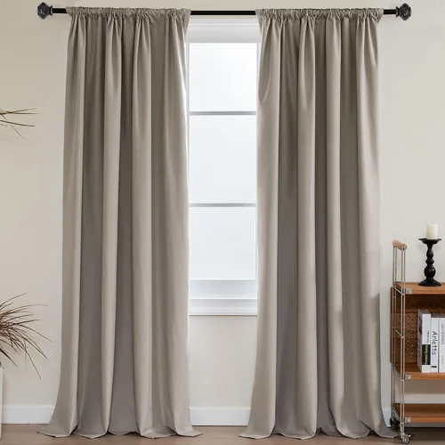 Vista 39 de H.VERSAILTEX Cortinas 100% de opacidad para cocina, con aislamiento térmico, cortinas opacas completas con forro blanco, cortinas de eficiencia