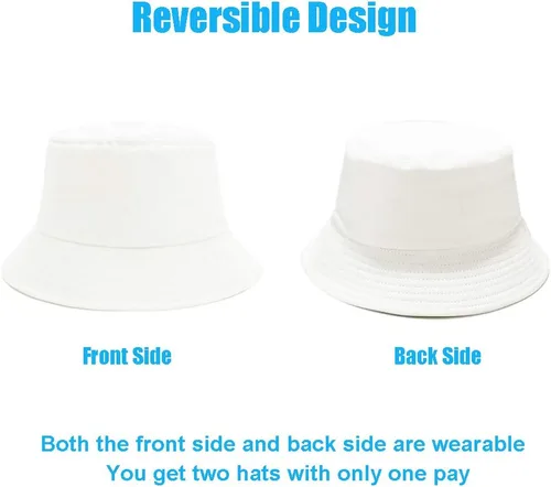 Vista 4 de Sombrero de pescador para mujeres y hombres, reversible, de algodón, para verano, playa, estilo sólido