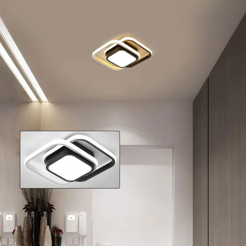 Vista 9 de TFCFL Lámpara de techo LED cuadrada de 10 pulgadas, lámpara de techo moderna de 21 W, luces de pasillo, accesorios de iluminación, pantalla acrílica