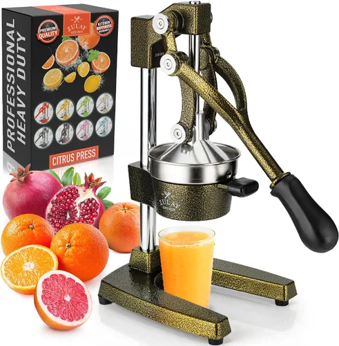 Vista 43 de Zulay Kitchen - Exprimidor de hierro fundido, exprimidor manual naranja, prensa de cítricos, color negro 01 - negro