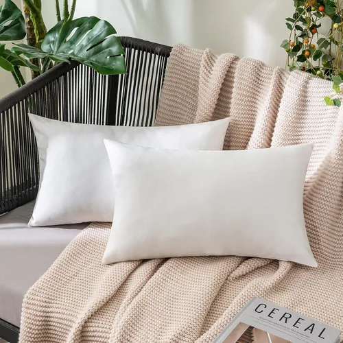 Vista 88 de MIULEE - Paquete de 2 fundas de almohada decorativas para exteriores, impermeables, sólidas, de imitación de lino, para jardín, casa de campo, Azul