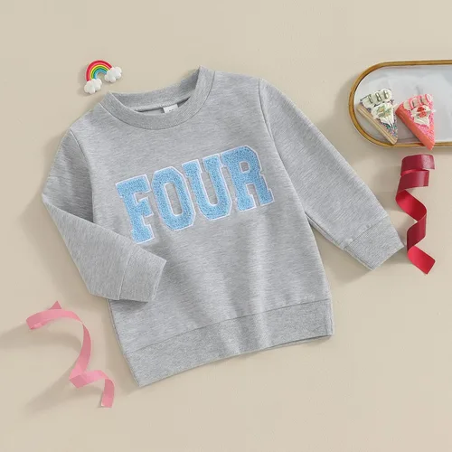 Vista 6 de Lamuusaa Traje de cumpleaños para bebé, niña, niño, uno, dos, tres, cuatro, cinco, seis, sudadera bordada, regalo de cumpleaños