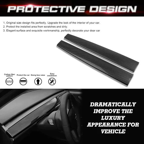 Vista 3 de x xotic tech Cubierta de panel de consola central con patrón de fibra de carbono brillante, compatible con Tesla Model 3 2017 2018 2019 2020 2021