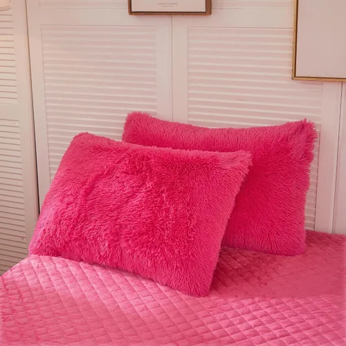 Vista 30 de LIFEREVO Paquete de 2 fundas de almohada de piel sintética, serie de lujo decorativa para el hogar de felpa peluda, funda de almohada peluda súper