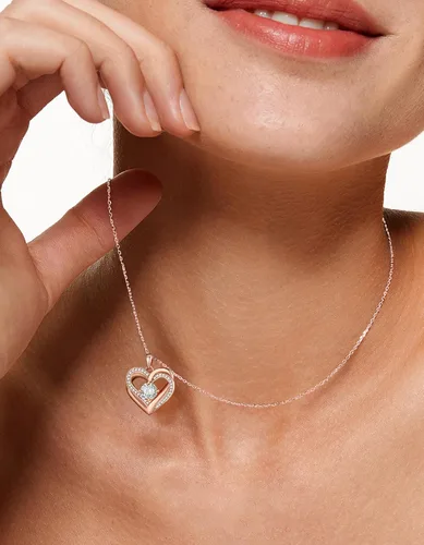 Vista 21 de MomentWish Collar de corazón para mujer, moissanita, diamante de imitación, plata de ley 925