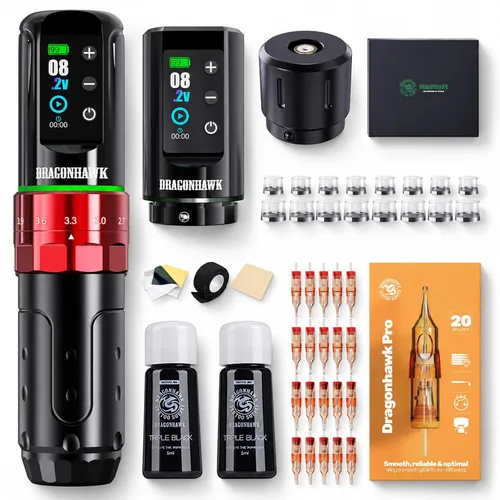 Vista 13 de Dragonhawk Kit de tatuaje inalámbrico L3 Motor Mcore-L3 Kit negro + 2